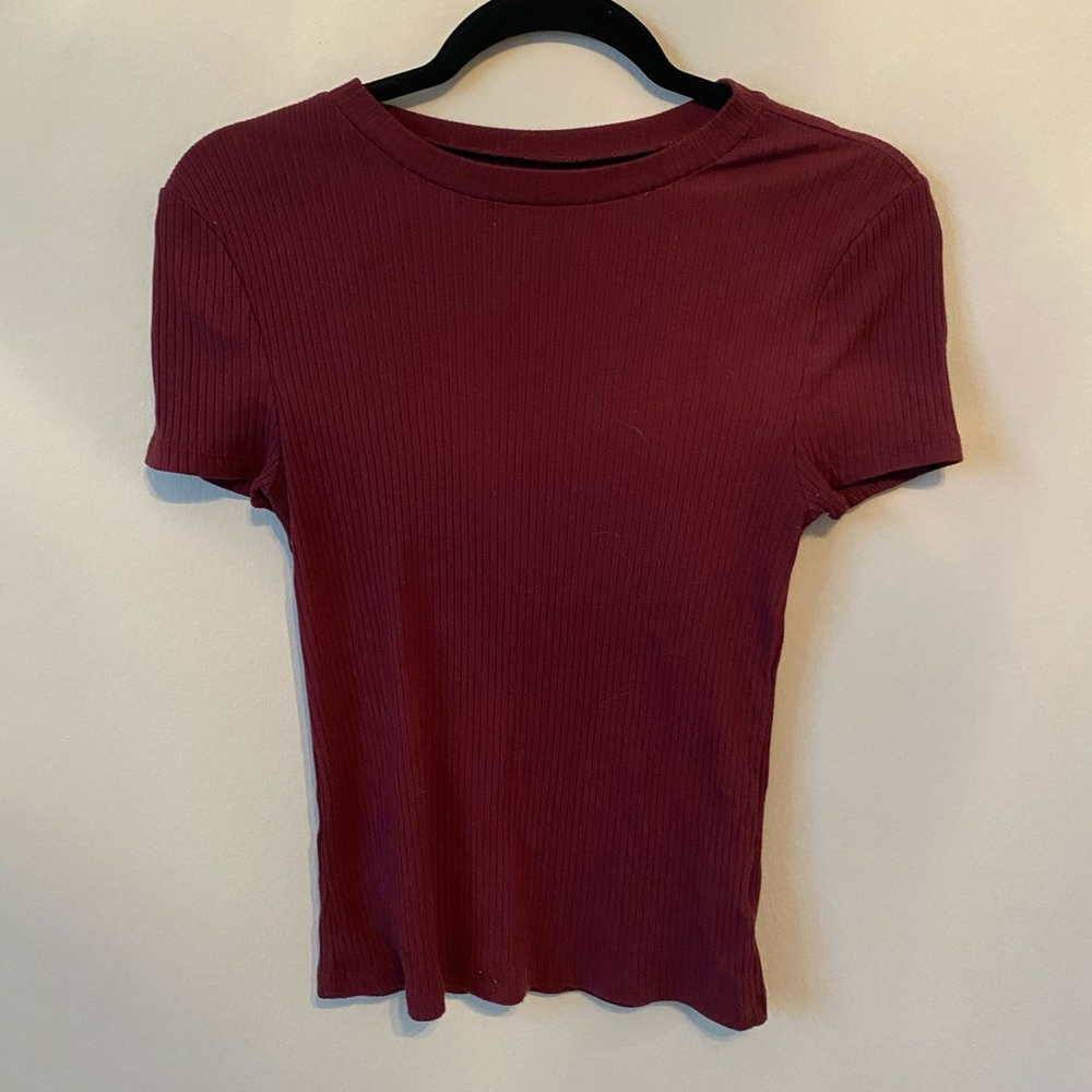 Maroon Ribbed Women’s T Shirt